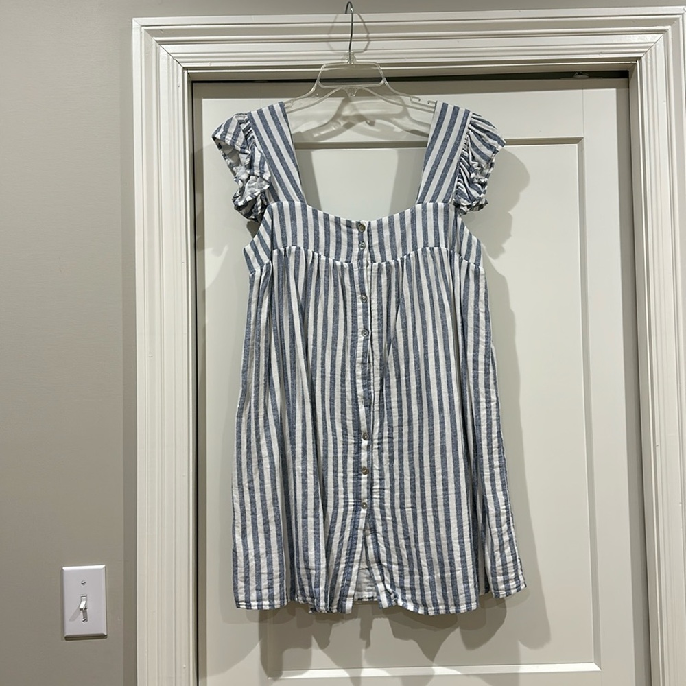 L Entro blue and white striped dress